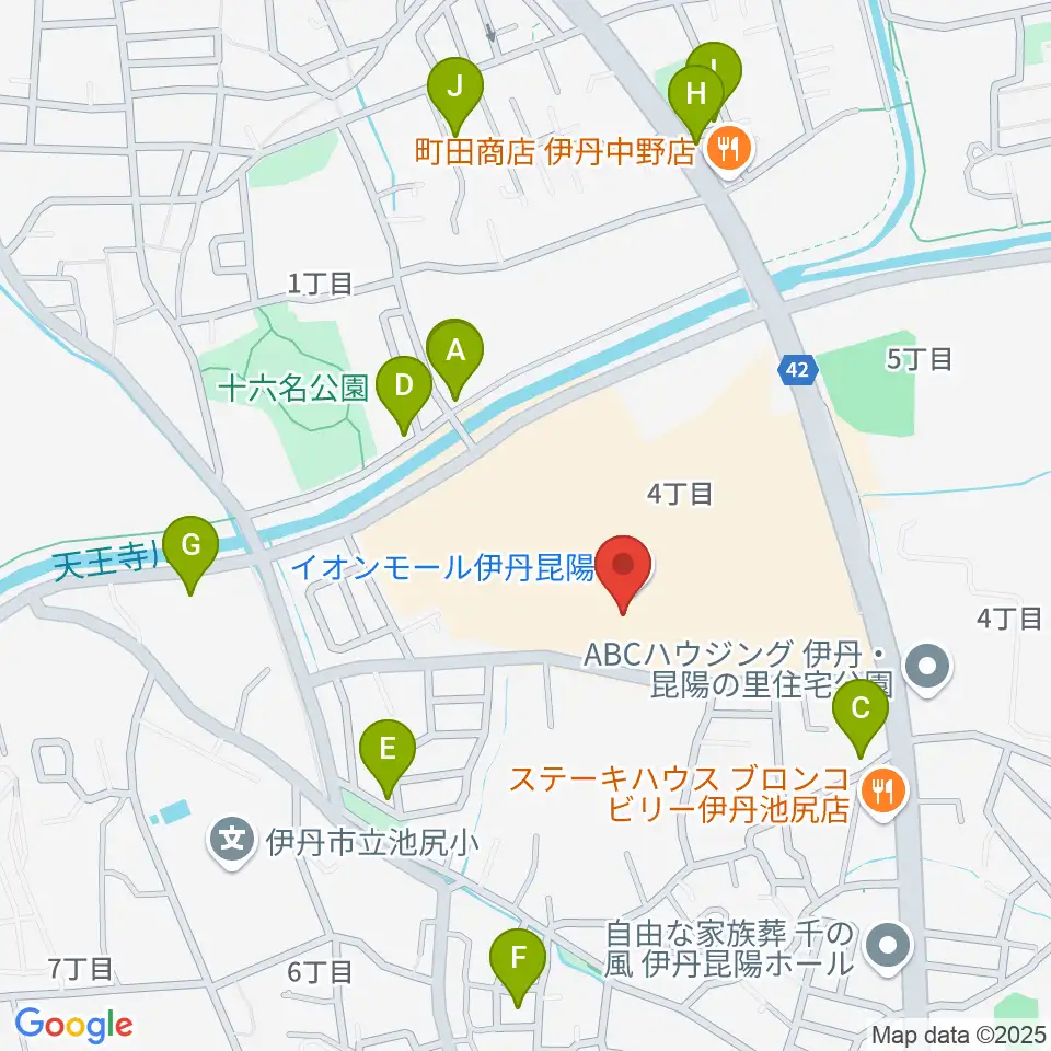 島村楽器 イオンモール伊丹昆陽店周辺の駐車場・コインパーキング一覧地図