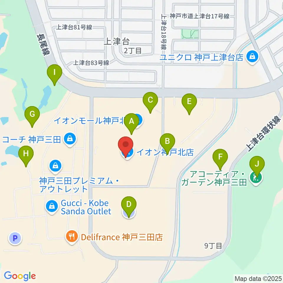 島村楽器 イオンモール神戸北店周辺の駐車場・コインパーキング一覧地図