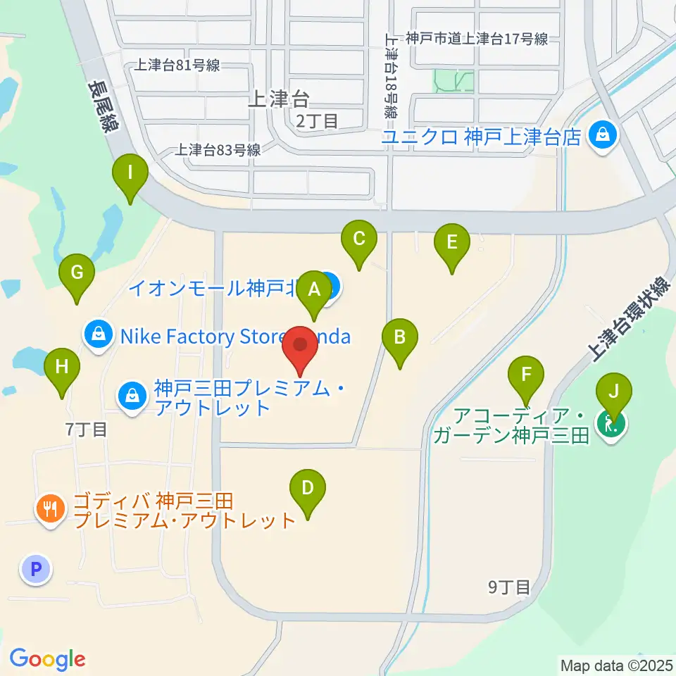 島村楽器 イオンモール神戸北店周辺の駐車場・コインパーキング一覧地図