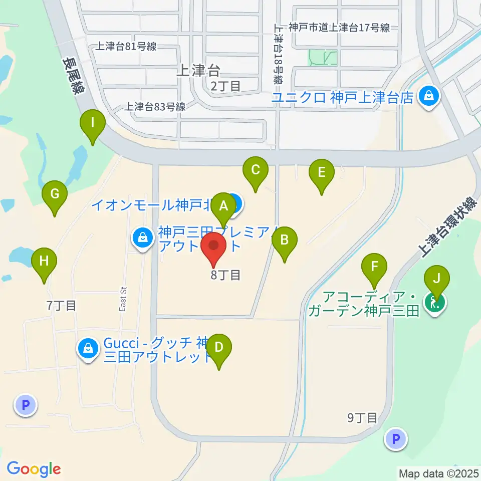 島村楽器 イオンモール神戸北店周辺の駐車場・コインパーキング一覧地図