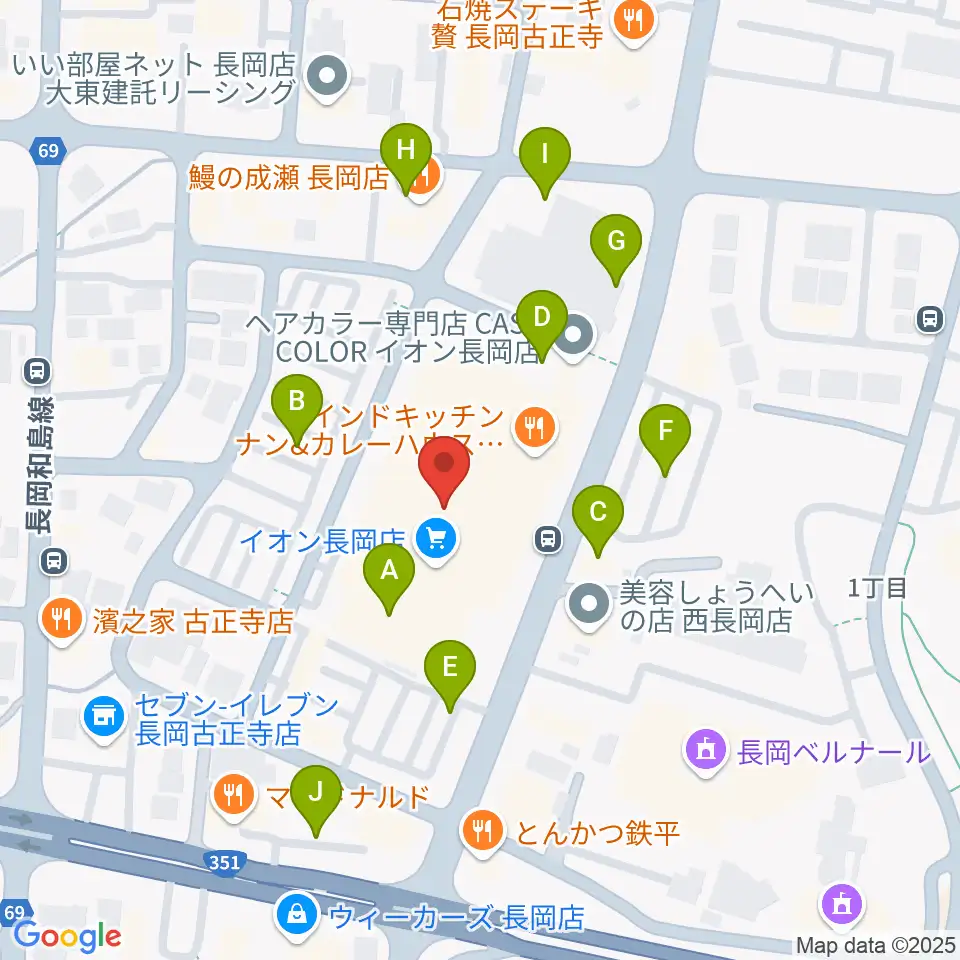 島村楽器 イオン長岡店 周辺の駐車場・コインパーキング一覧地図