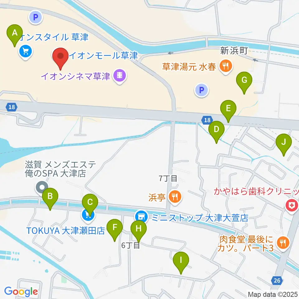 島村楽器 イオンモール草津店周辺の駐車場・コインパーキング一覧地図