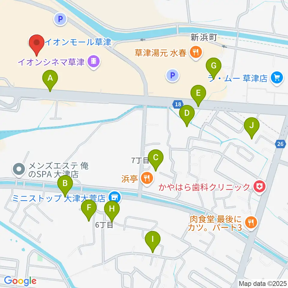 島村楽器 イオンモール草津店周辺の駐車場・コインパーキング一覧地図