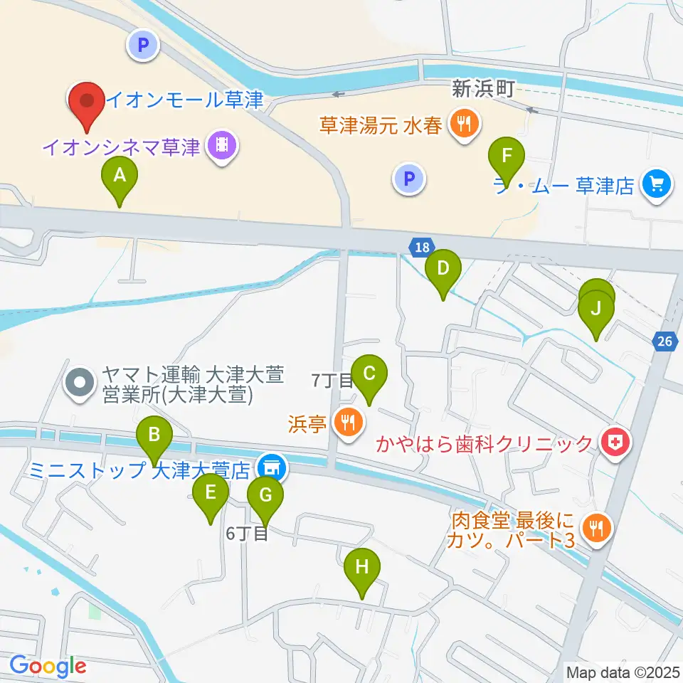 島村楽器 イオンモール草津店周辺の駐車場・コインパーキング一覧地図