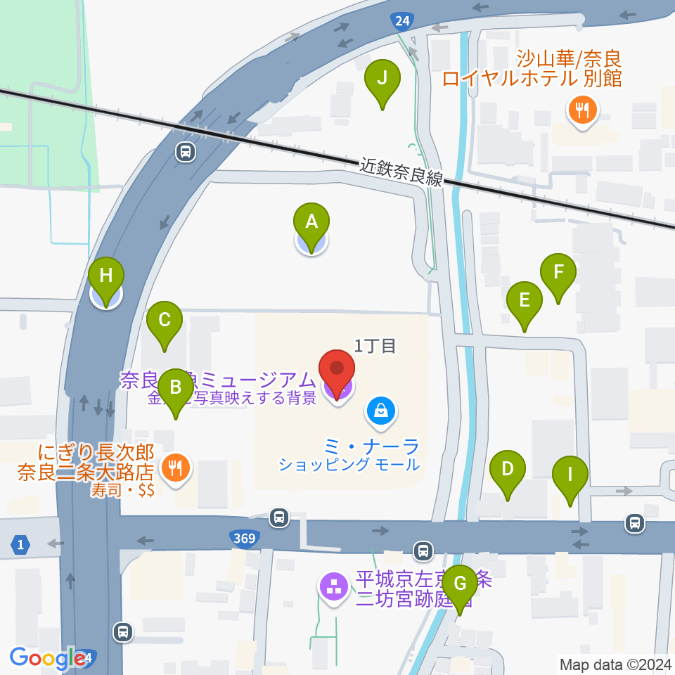 島村楽器ミ・ナーラ奈良店周辺の駐車場・コインパーキング一覧地図