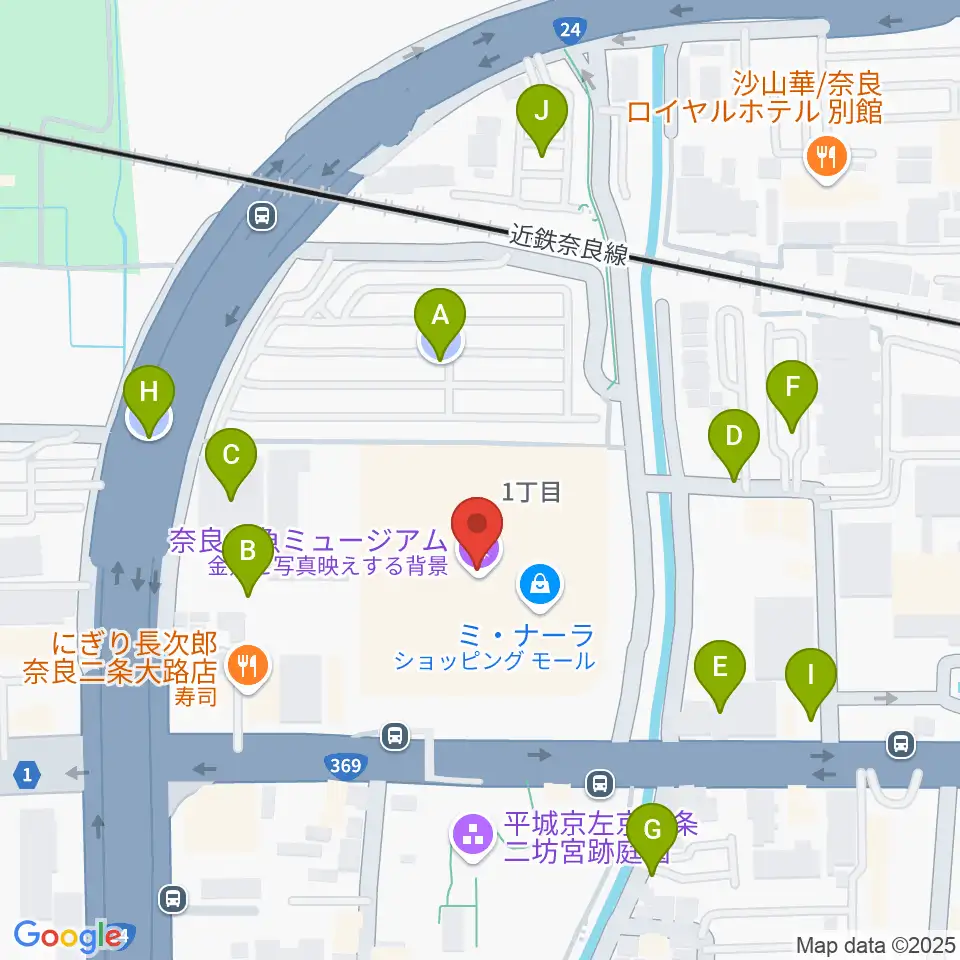 島村楽器ミ・ナーラ奈良店周辺の駐車場・コインパーキング一覧地図