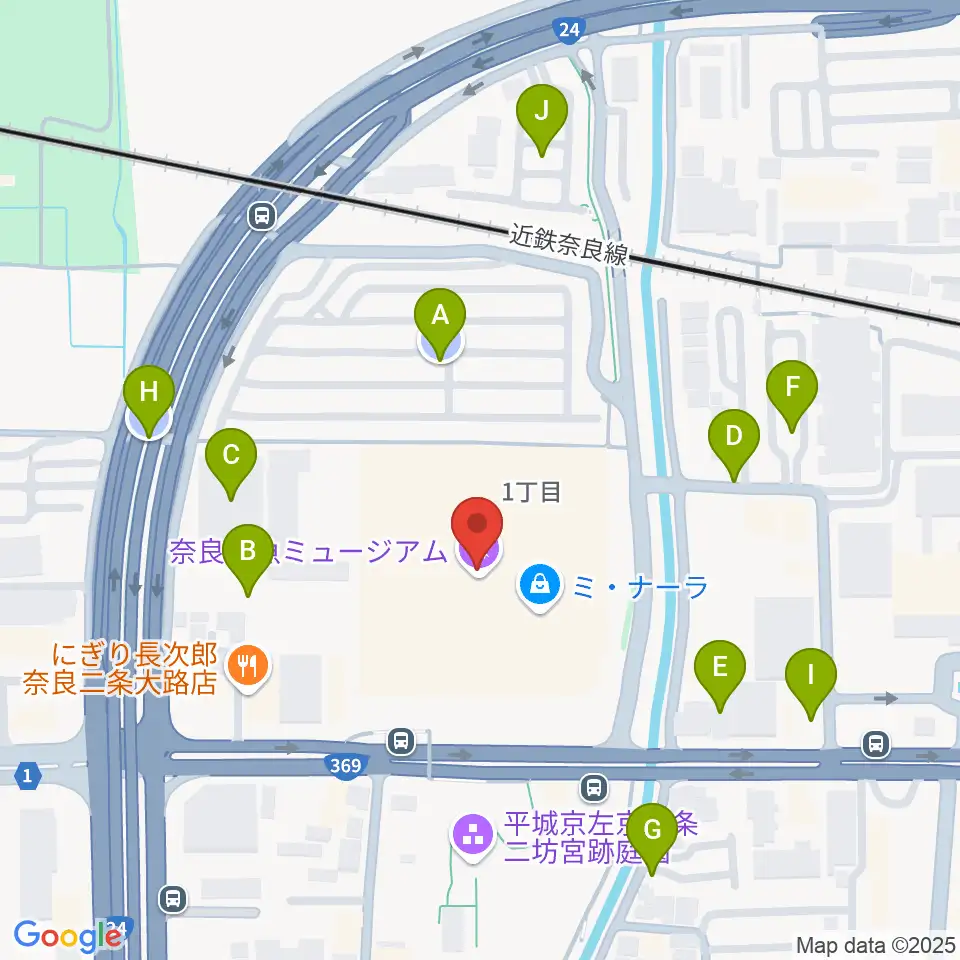 島村楽器ミ・ナーラ奈良店周辺の駐車場・コインパーキング一覧地図