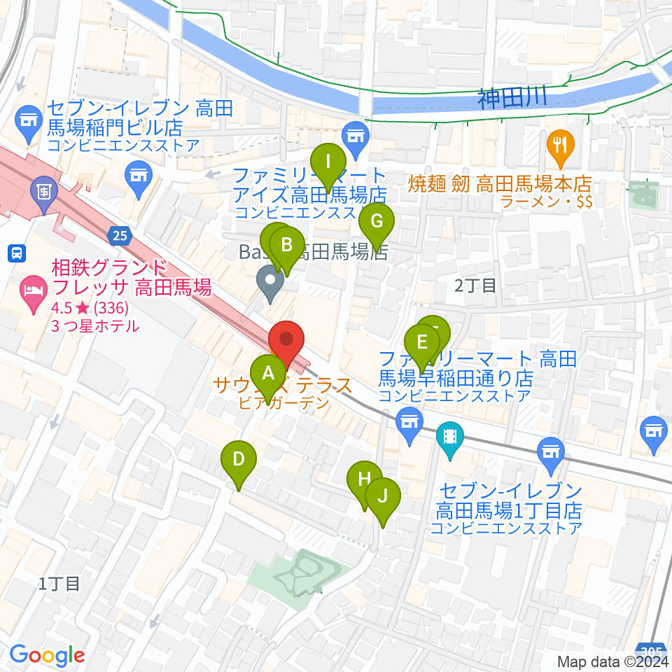 高田馬場カフェコットンクラブ周辺の駐車場・コインパーキング一覧地図