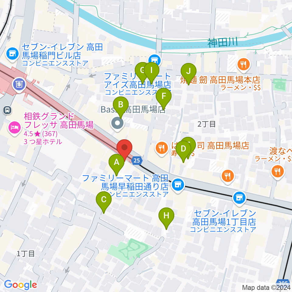 高田馬場カフェコットンクラブ周辺の駐車場・コインパーキング一覧地図