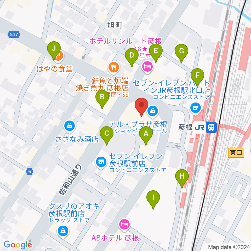 JEUGIA 彦根店周辺の駐車場・コインパーキング一覧地図