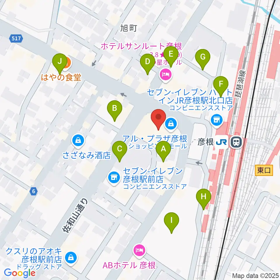 JEUGIA 彦根店周辺の駐車場・コインパーキング一覧地図