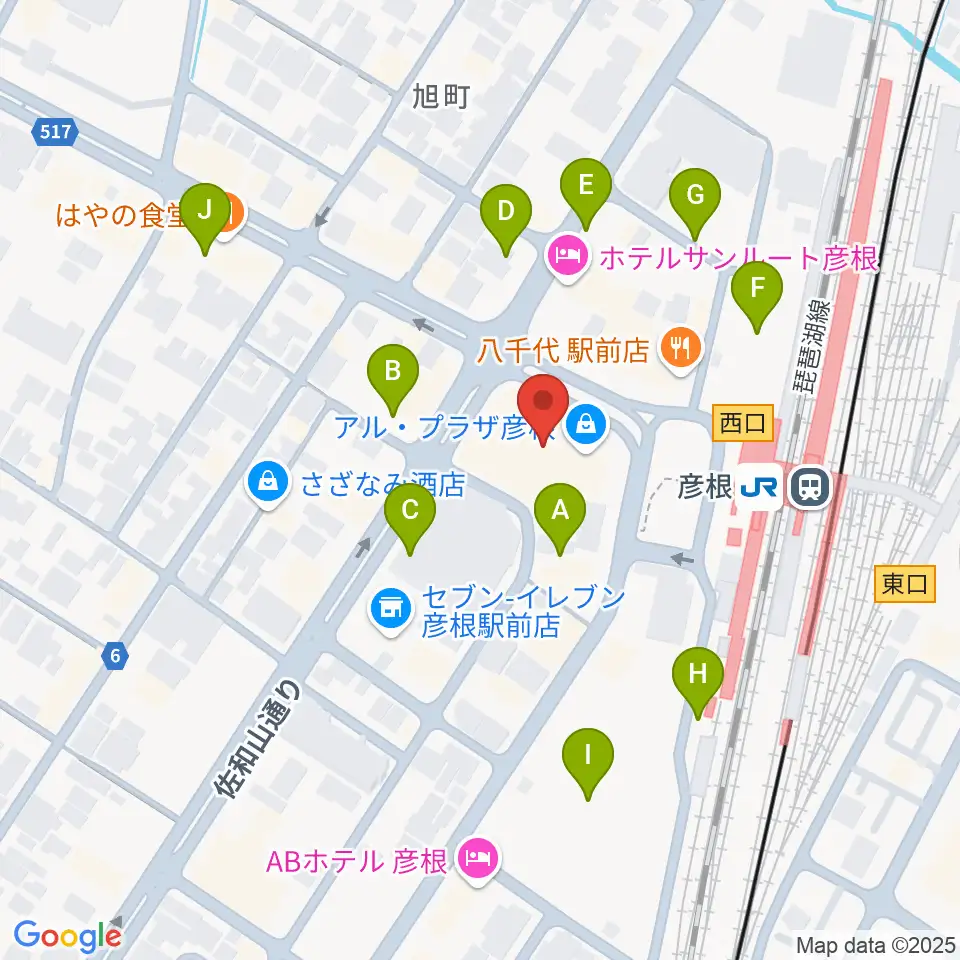 JEUGIA 彦根店周辺の駐車場・コインパーキング一覧地図