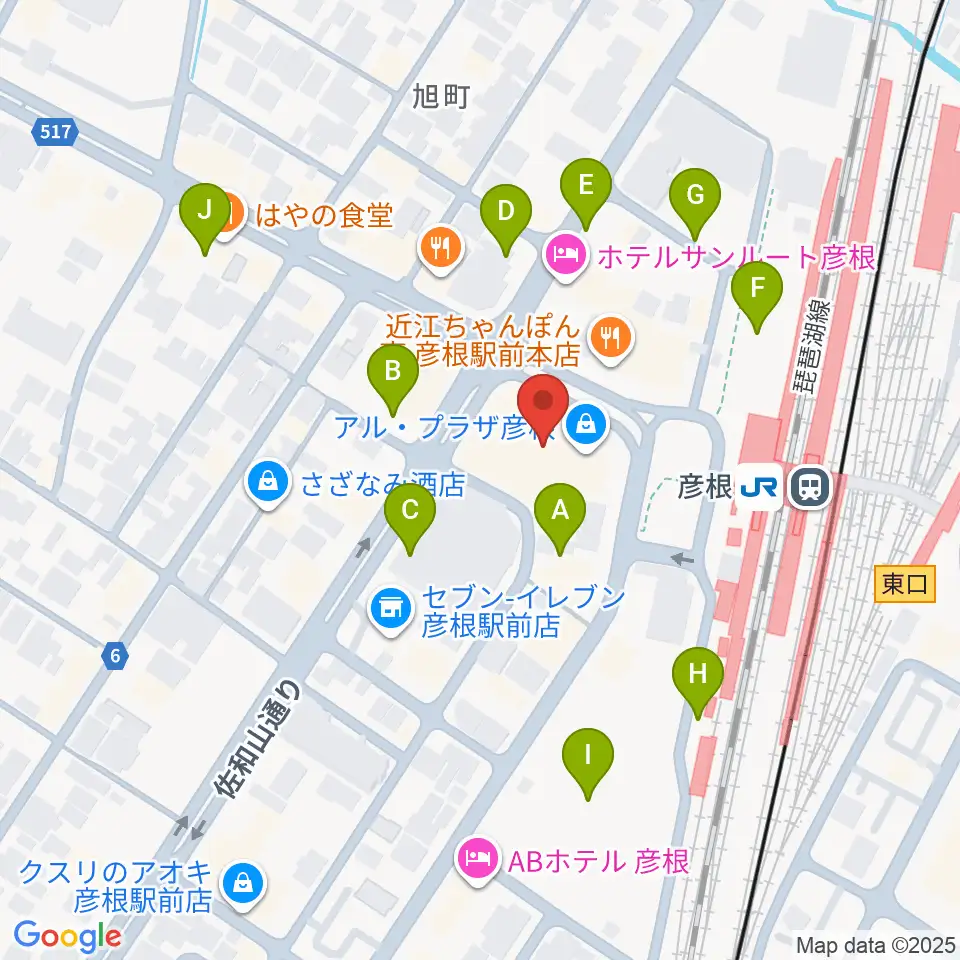 JEUGIA 彦根店周辺の駐車場・コインパーキング一覧地図