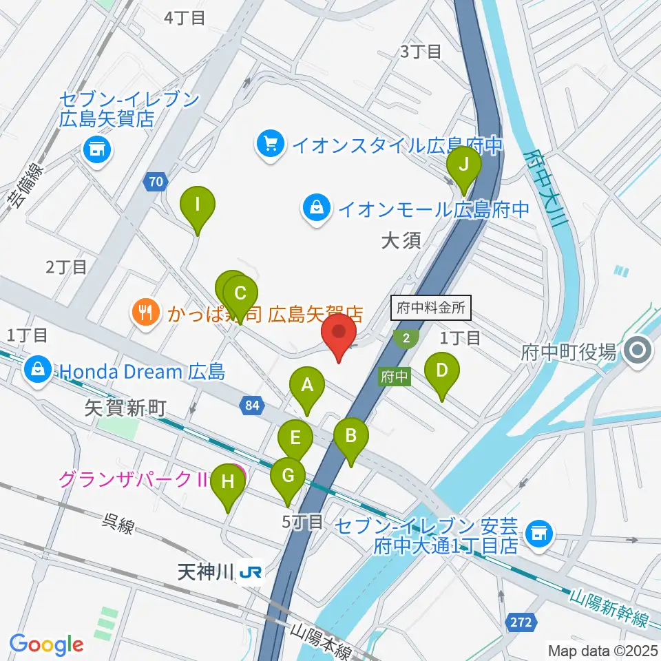 島村楽器 イオンモール広島府中店周辺の駐車場・コインパーキング一覧地図