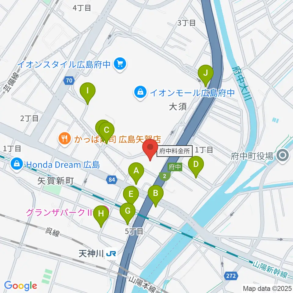 島村楽器 イオンモール広島府中店周辺の駐車場・コインパーキング一覧地図