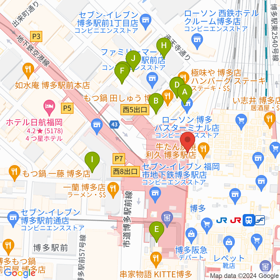 島村楽器 アミュプラザ博多店周辺の駐車場・コインパーキング一覧地図