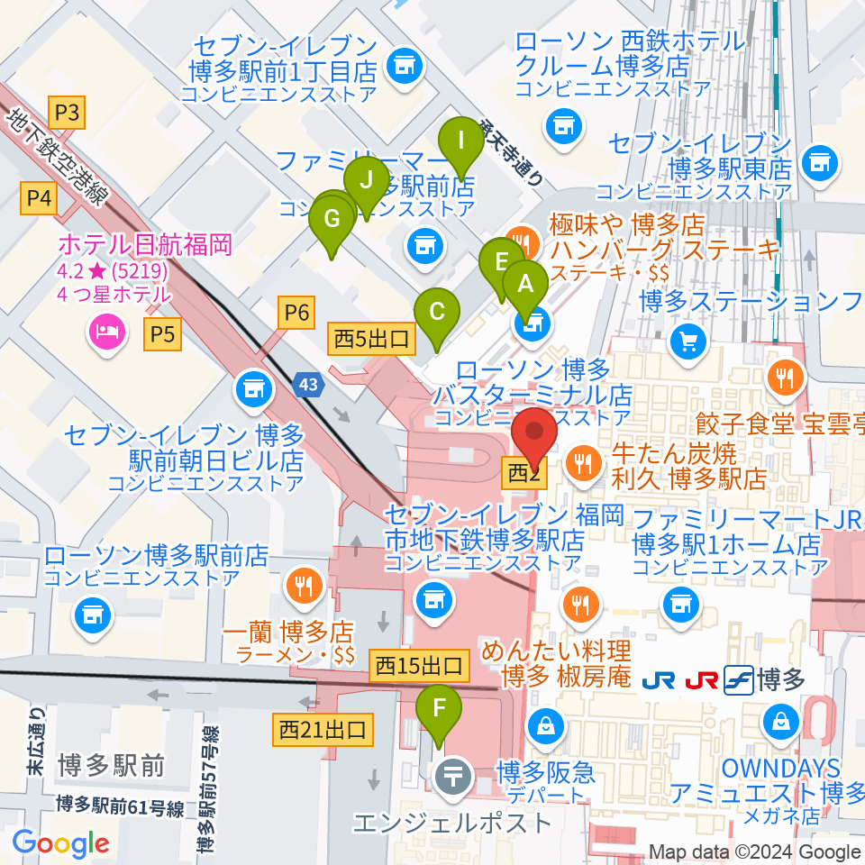 島村楽器 アミュプラザ博多店周辺の駐車場・コインパーキング一覧地図