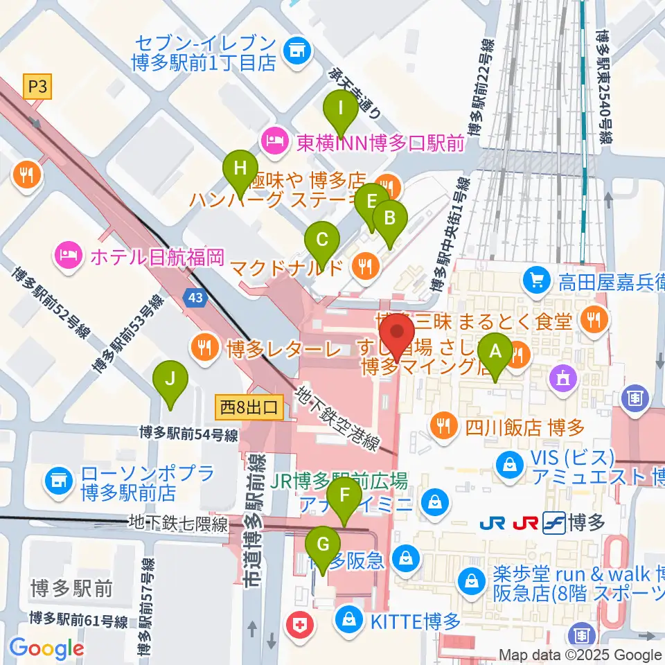島村楽器 アミュプラザ博多店周辺の駐車場・コインパーキング一覧地図