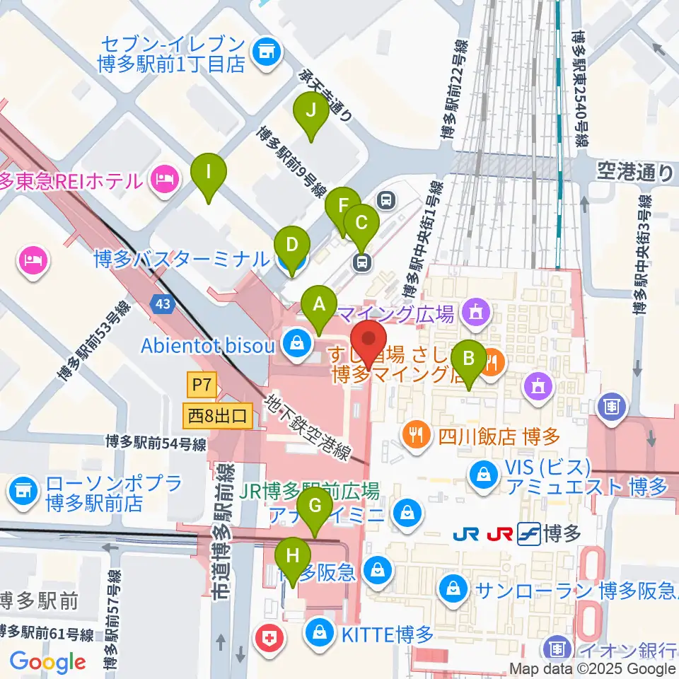 島村楽器 アミュプラザ博多店周辺の駐車場・コインパーキング一覧地図