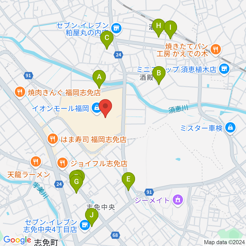 島村楽器 イオンモール福岡店周辺の駐車場・コインパーキング一覧地図