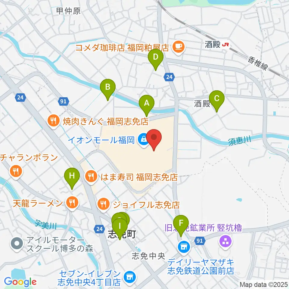 島村楽器 イオンモール福岡店周辺の駐車場・コインパーキング一覧地図