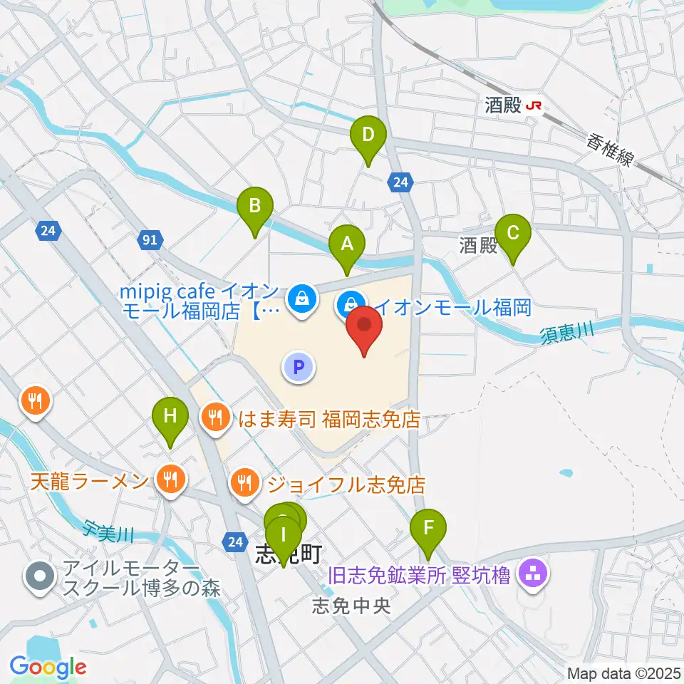 島村楽器 イオンモール福岡店周辺の駐車場・コインパーキング一覧地図