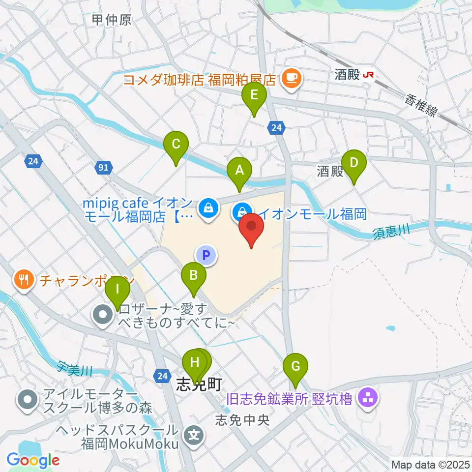 島村楽器 イオンモール福岡店周辺の駐車場・コインパーキング一覧地図