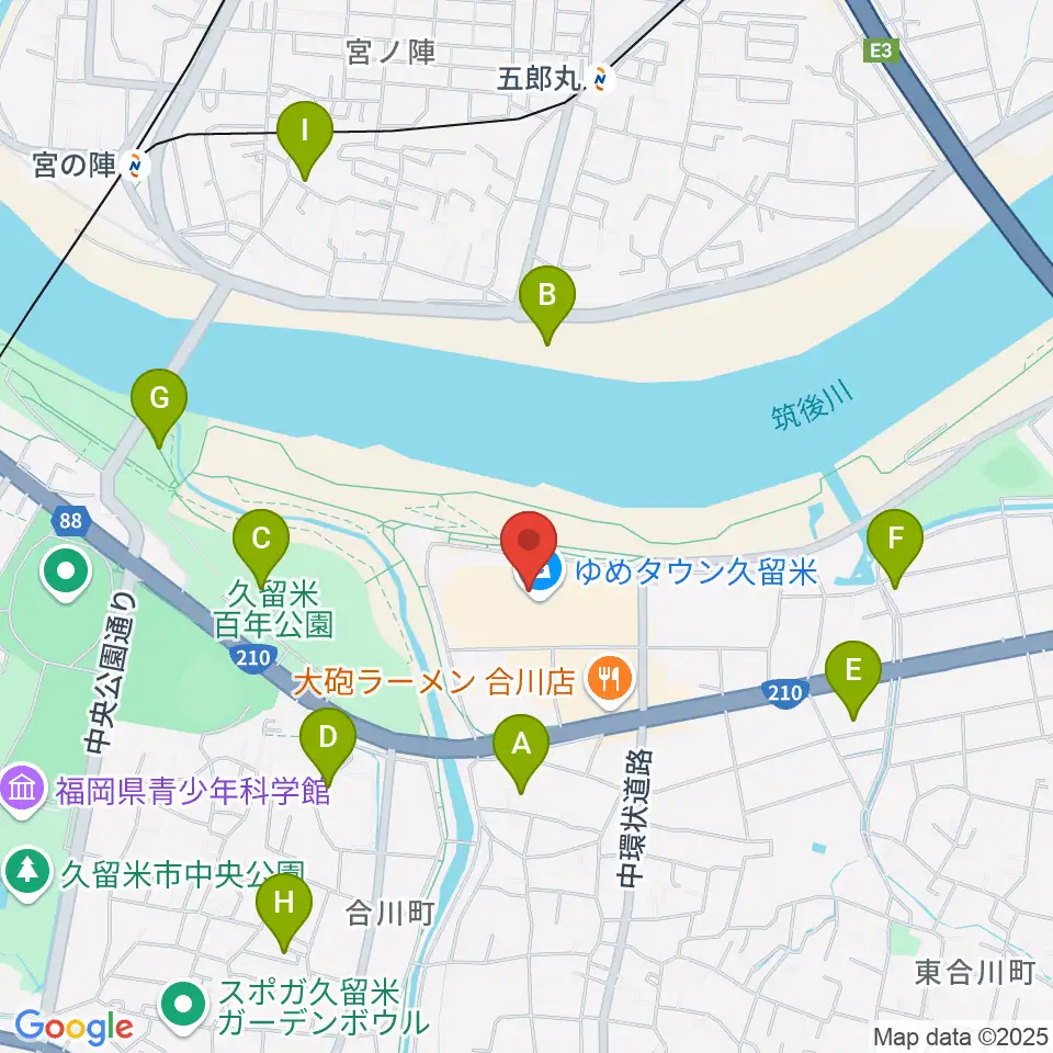 島村楽器 久留米ゆめタウン店周辺の駐車場・コインパーキング一覧地図