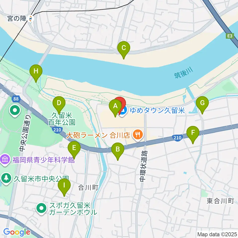 島村楽器 久留米ゆめタウン店周辺の駐車場・コインパーキング一覧地図