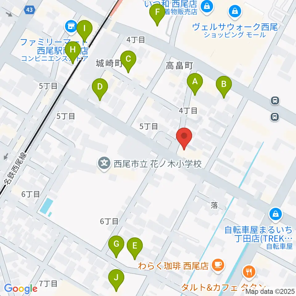 西尾エイトビート周辺の駐車場・コインパーキング一覧地図