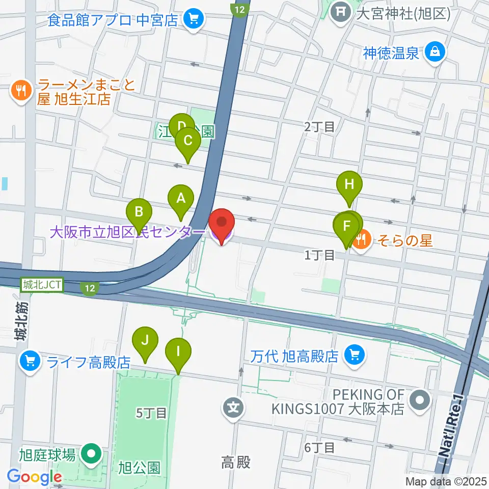 大阪市立芸術創造館周辺の駐車場・コインパーキング一覧地図