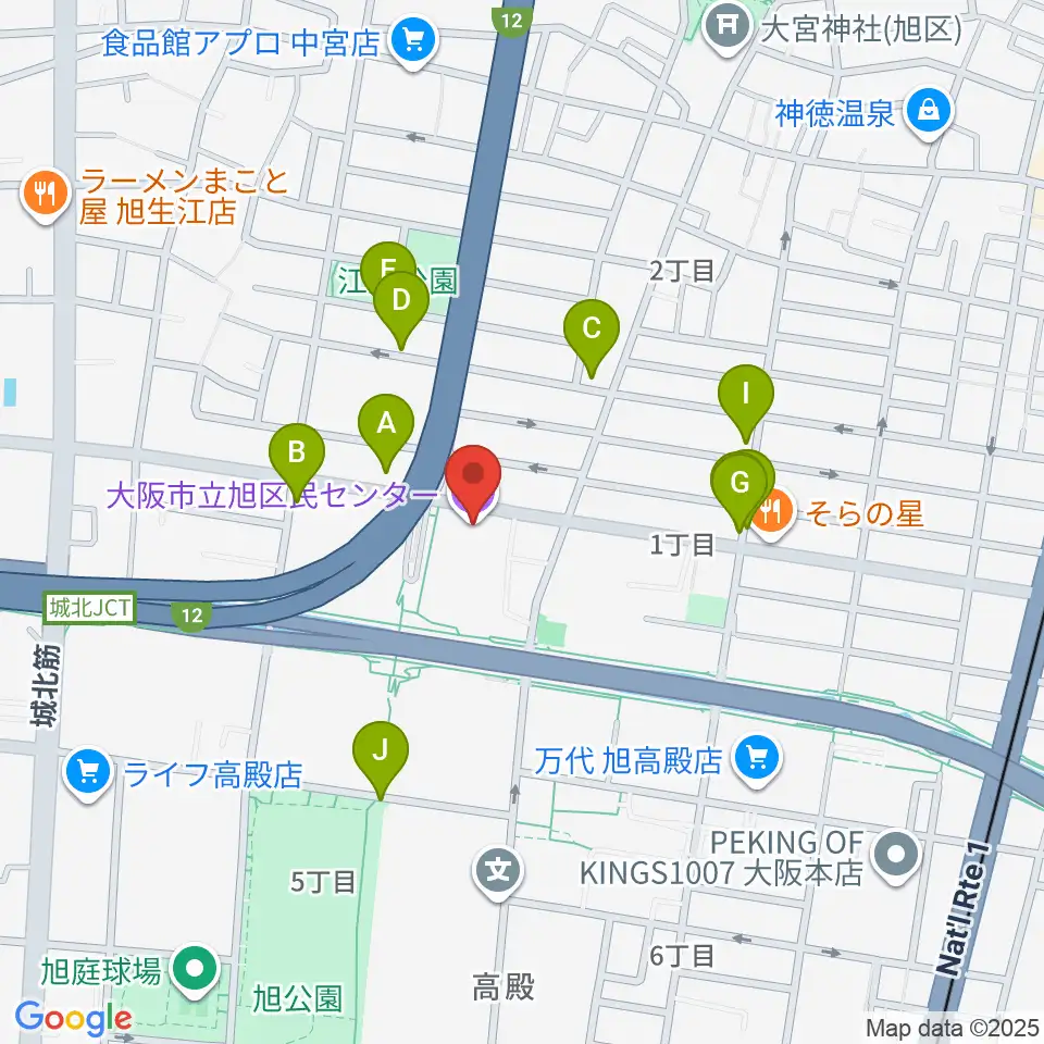 大阪市立芸術創造館周辺の駐車場・コインパーキング一覧地図