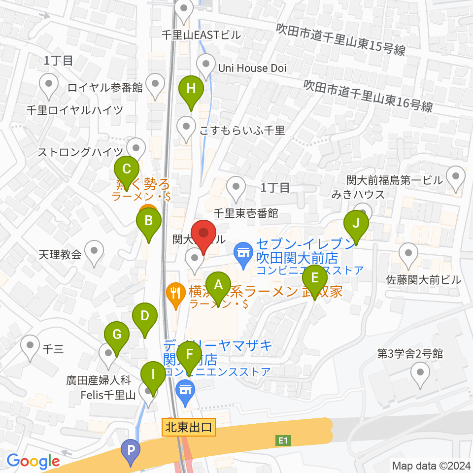 関大前スタジオパレット周辺の駐車場・コインパーキング一覧地図