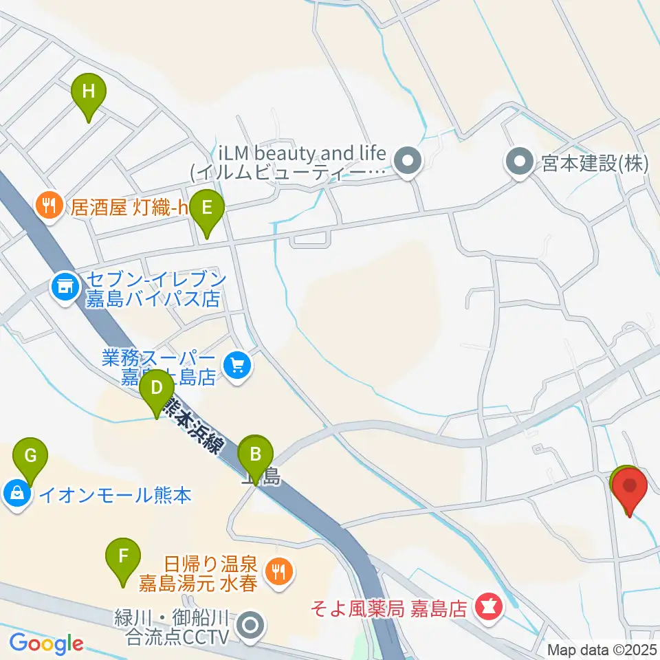 島村楽器 イオンモール熊本店周辺の駐車場・コインパーキング一覧地図
