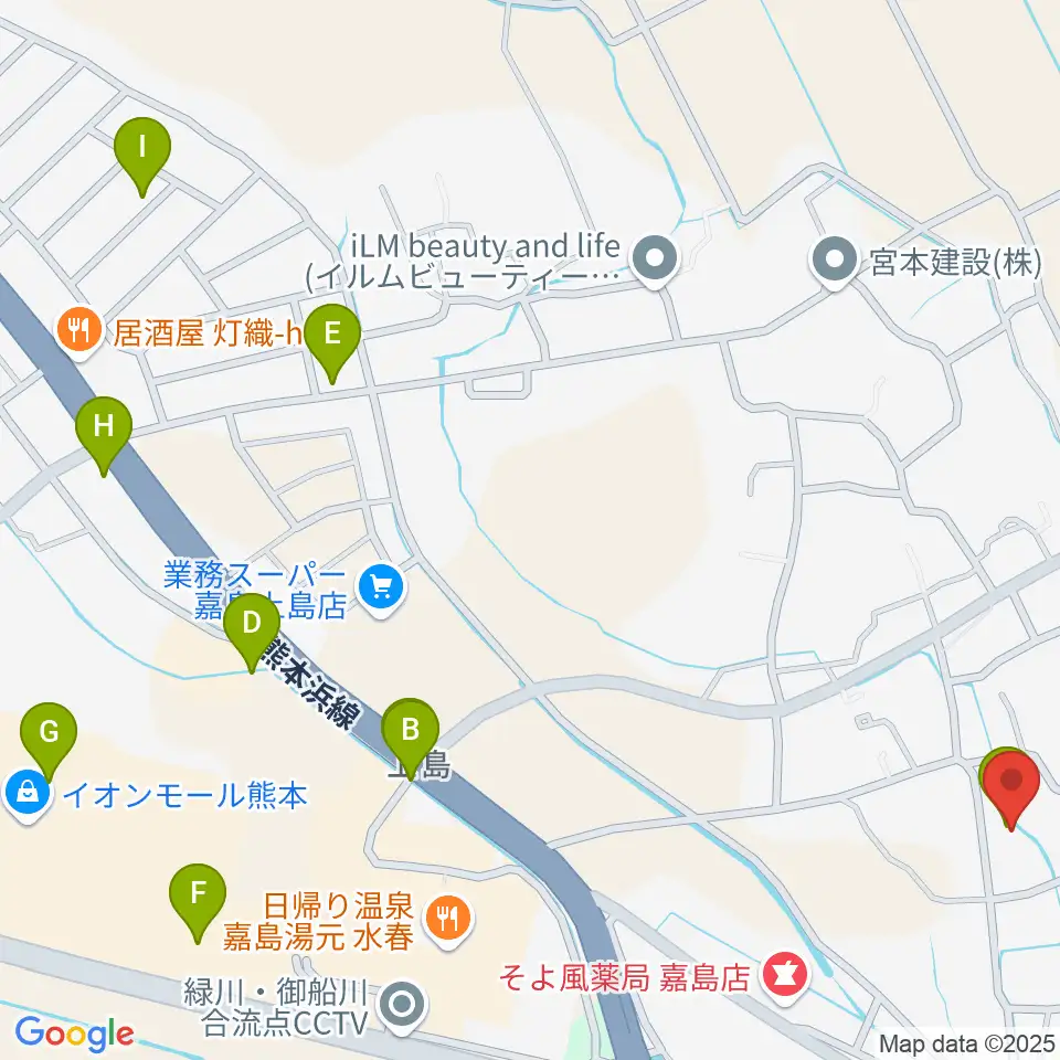 島村楽器 イオンモール熊本店周辺の駐車場・コインパーキング一覧地図