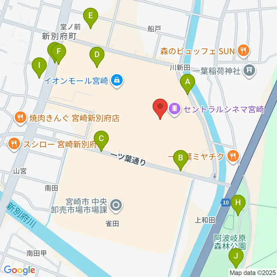 島村楽器イオンモール宮崎店周辺の駐車場・コインパーキング一覧地図