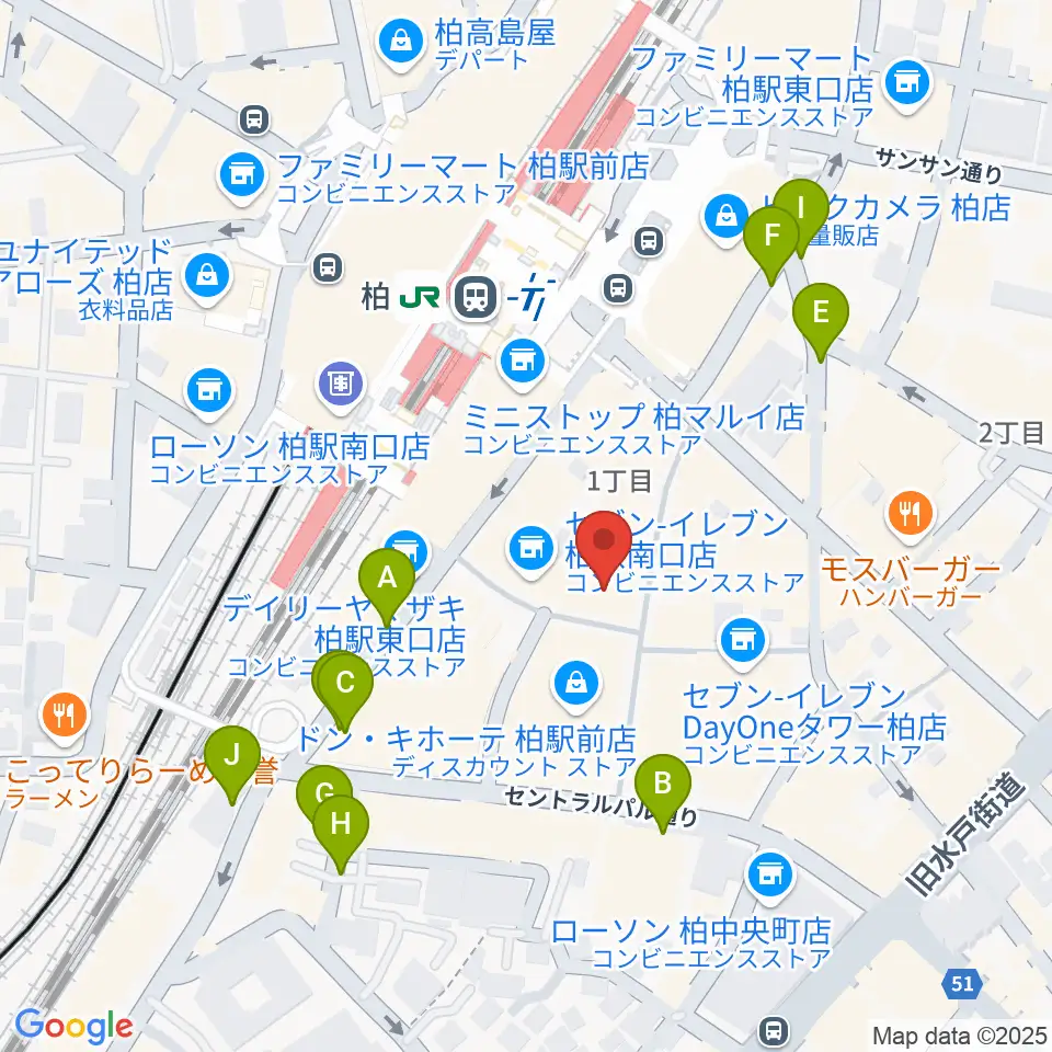山野楽器 柏店周辺の駐車場・コインパーキング一覧地図