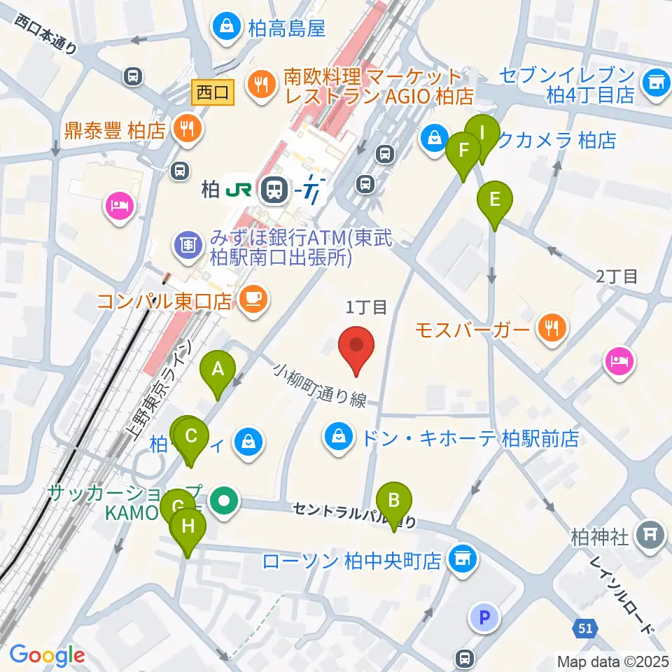 山野楽器 柏店周辺の駐車場・コインパーキング一覧地図