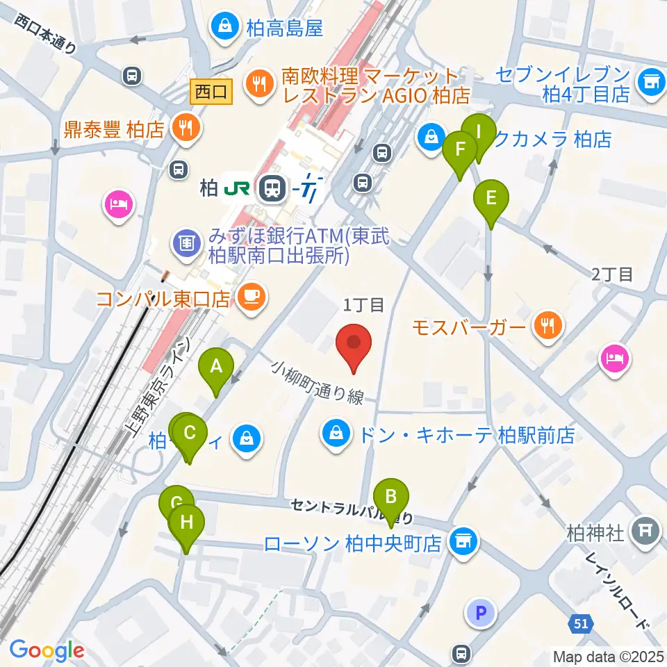 山野楽器 柏店周辺の駐車場・コインパーキング一覧地図