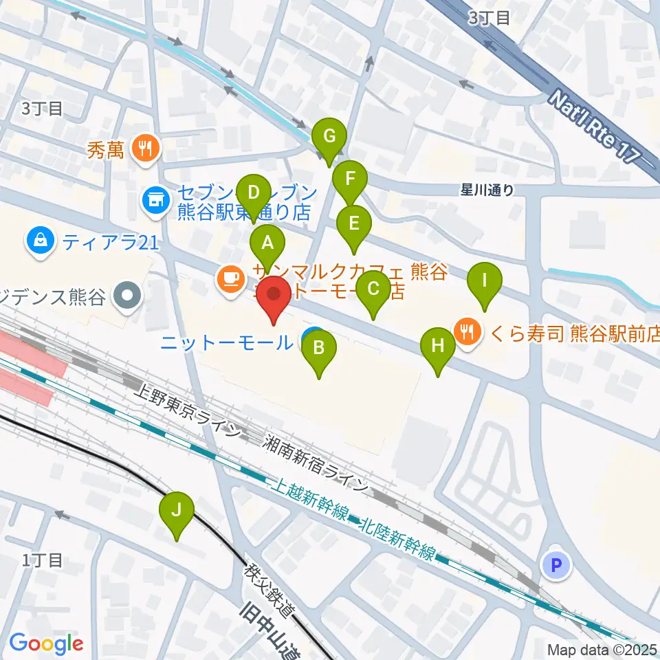 山野楽器サウンドクルー熊谷周辺の駐車場・コインパーキング一覧地図