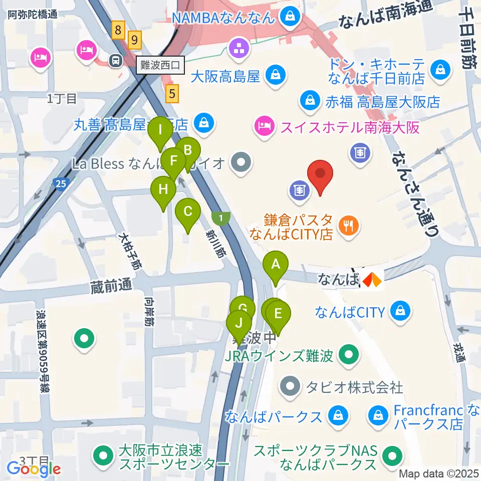 山野楽器ロックイン難波周辺の駐車場・コインパーキング一覧地図