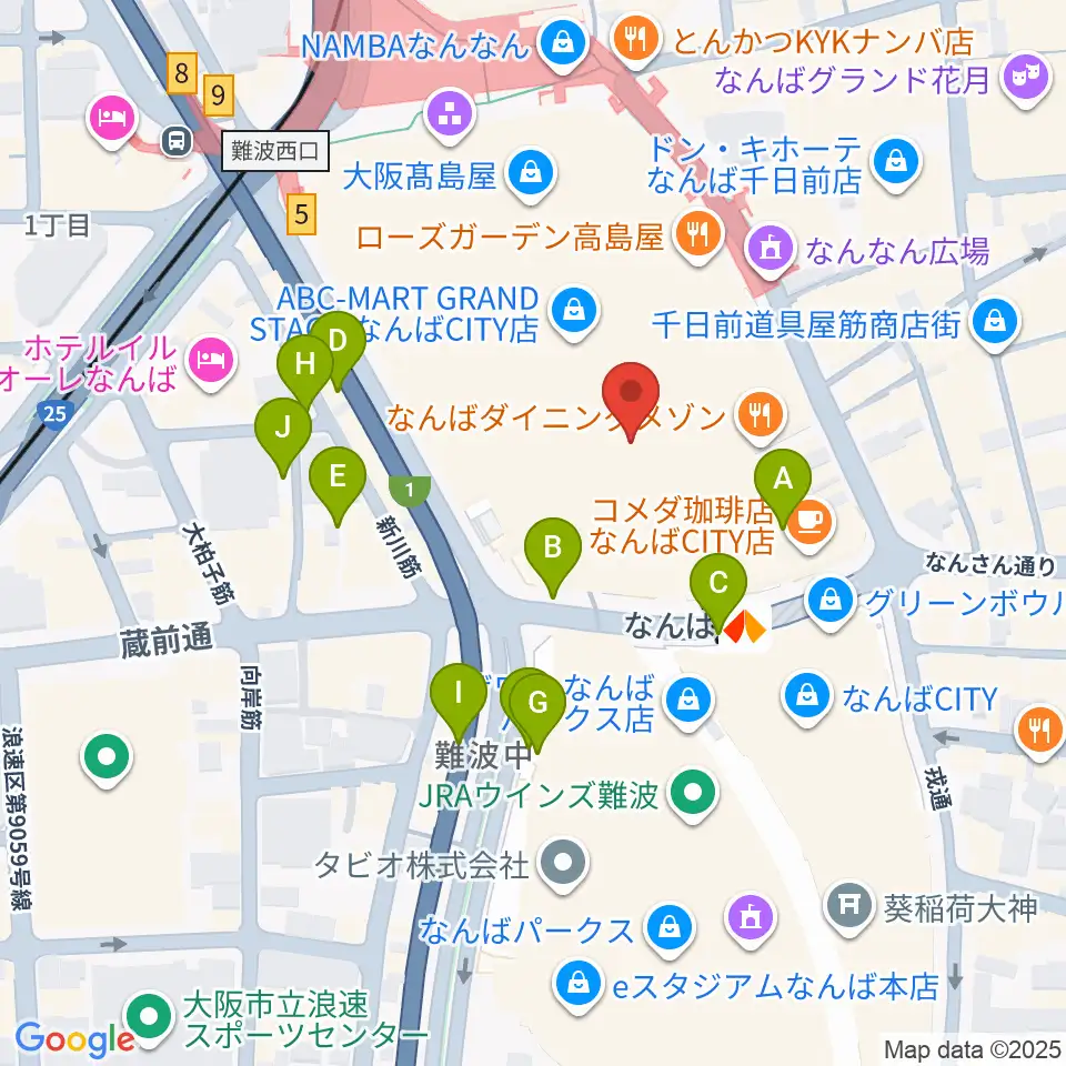 山野楽器ロックイン難波周辺の駐車場・コインパーキング一覧地図
