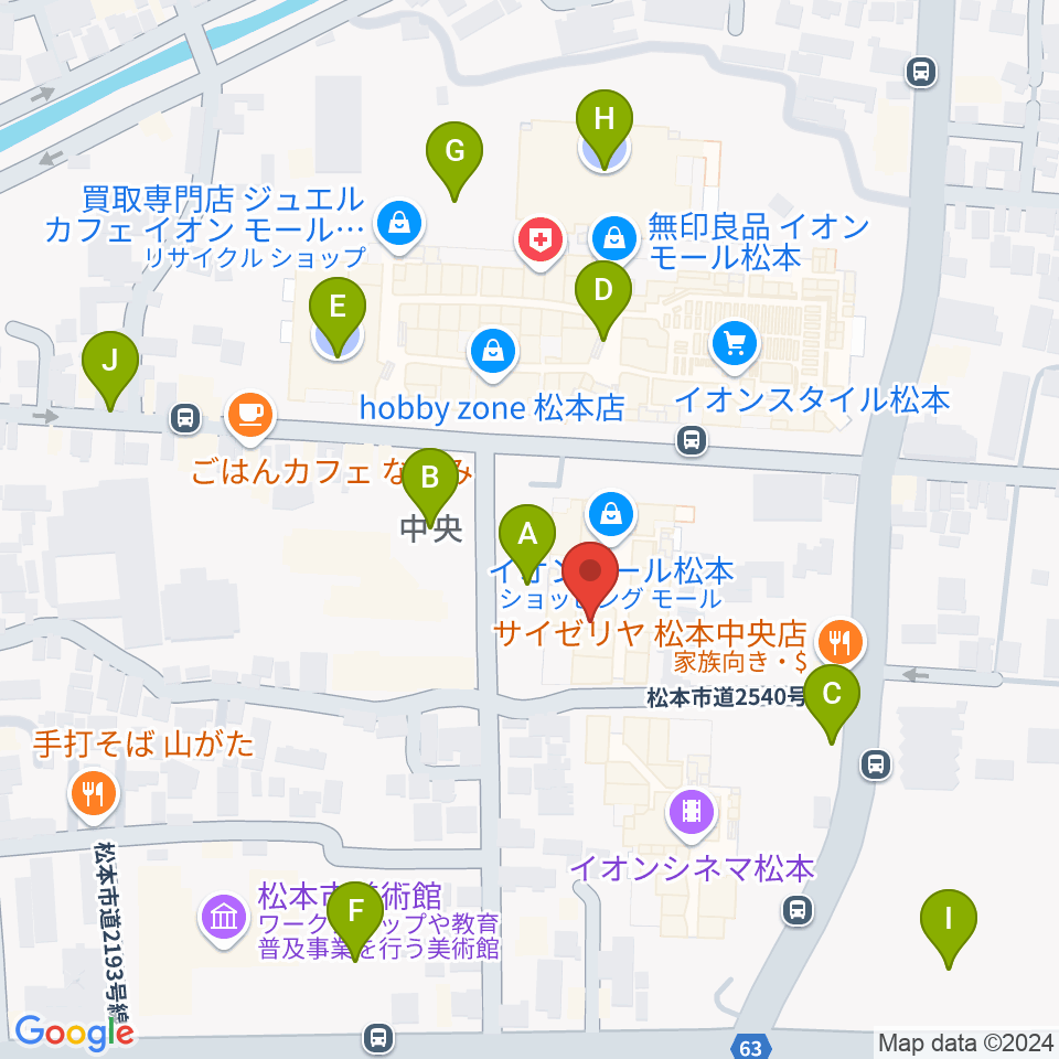 島村楽器 イオンモール松本店周辺の駐車場・コインパーキング一覧地図