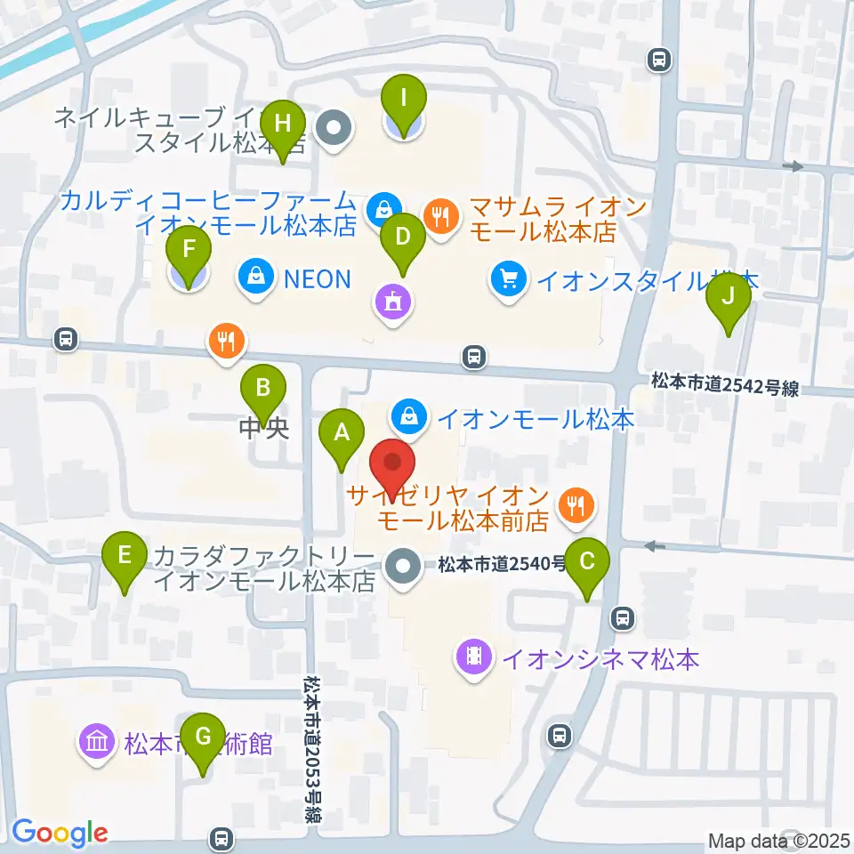 島村楽器 イオンモール松本店周辺の駐車場・コインパーキング一覧地図