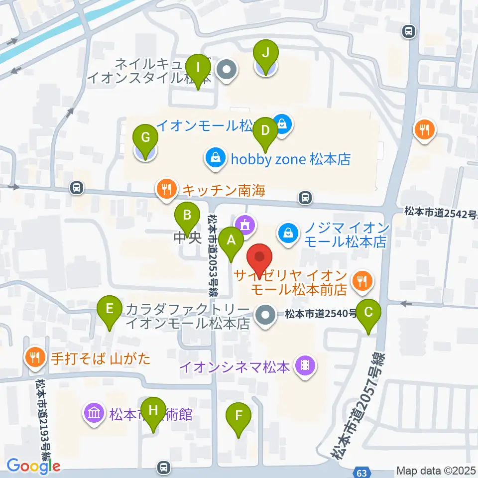 島村楽器 イオンモール松本店周辺の駐車場・コインパーキング一覧地図