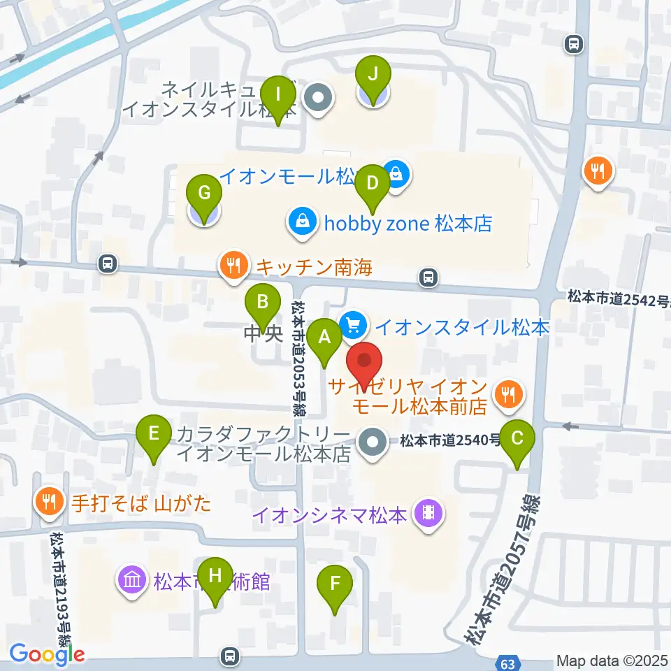 島村楽器 イオンモール松本店周辺の駐車場・コインパーキング一覧地図