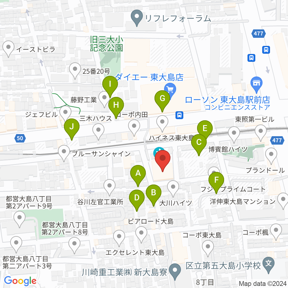 東大島文化センター周辺の駐車場・コインパーキング一覧地図