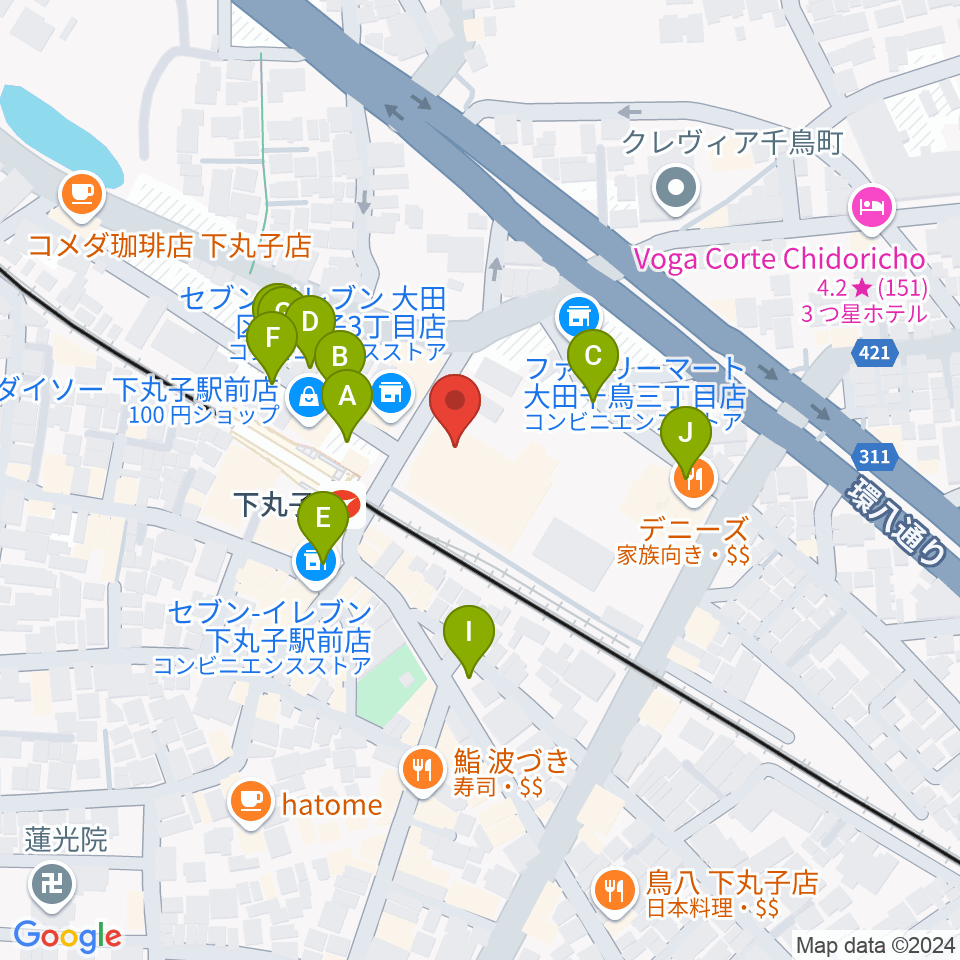 大田区民プラザ周辺の駐車場・コインパーキング一覧地図