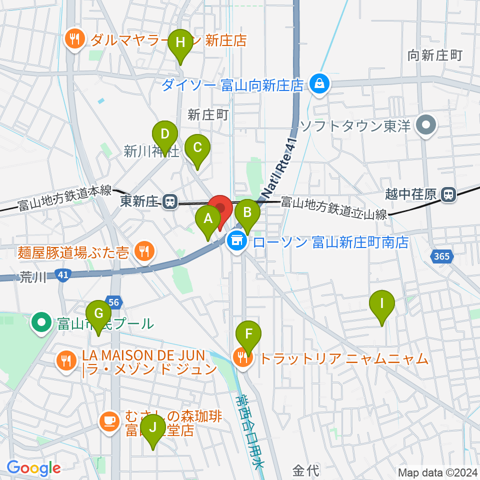 MPC楽器センター富山周辺の駐車場・コインパーキング一覧地図