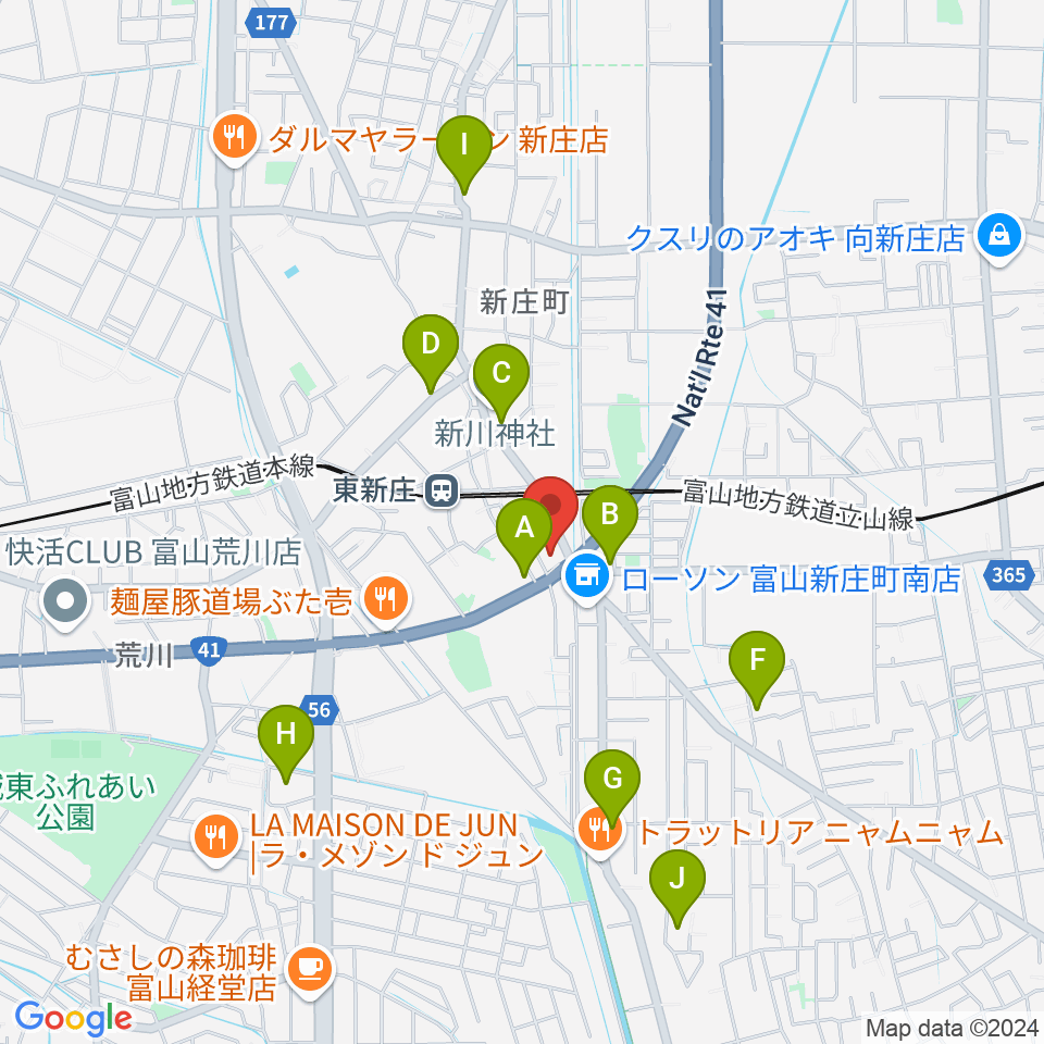 MPC楽器センター富山周辺の駐車場・コインパーキング一覧地図